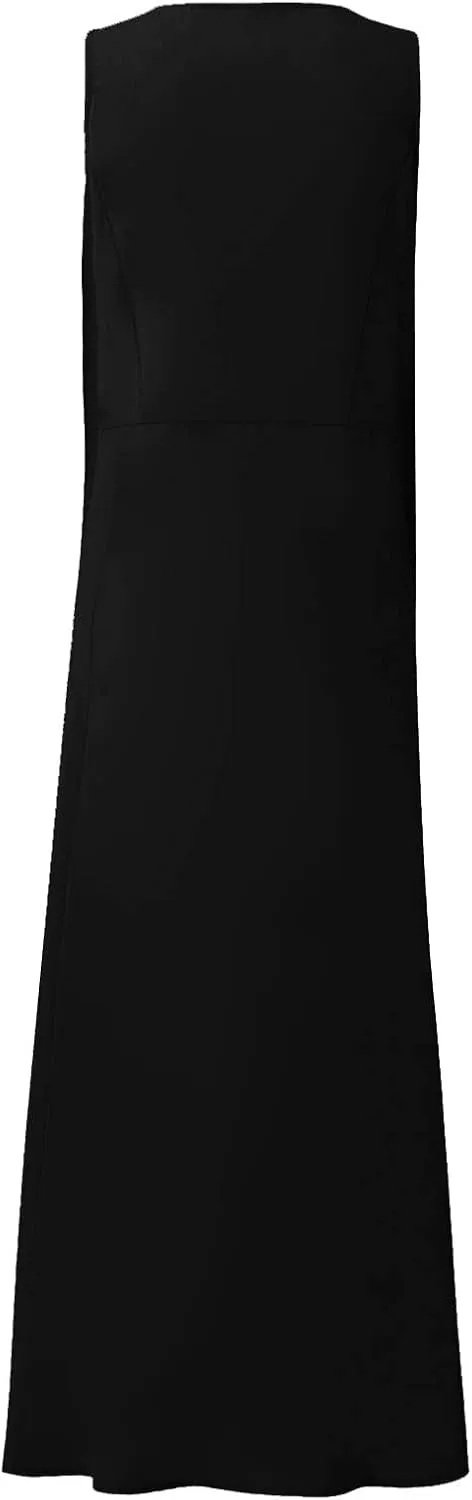 Summer Dresses for Women 2025 Casual Boho Sundress Crew Neck Sleeveless Beach Vacation Maxi Dresses with Pockets