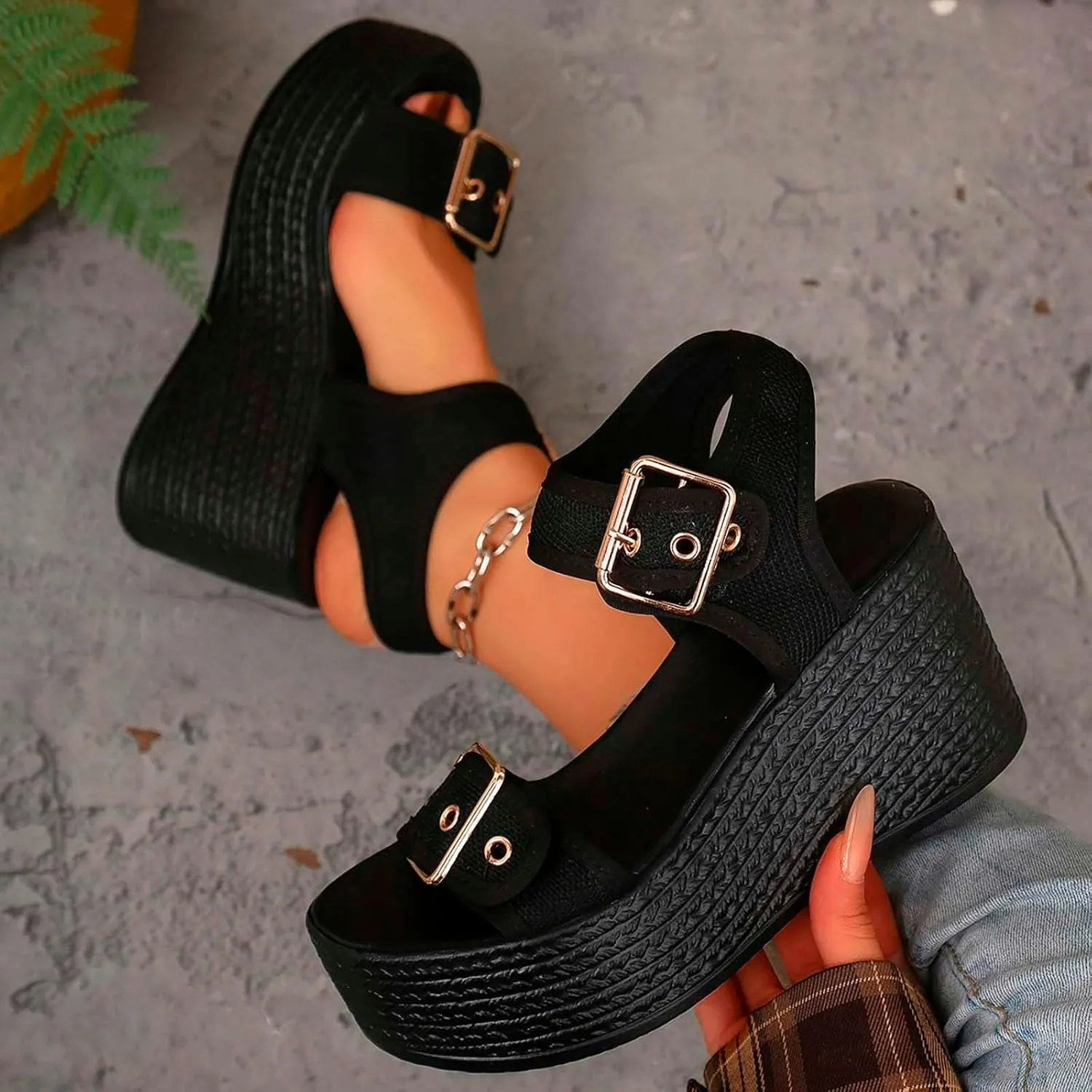 Summer Sandals For Women 2025,Women's Wedge Straps Platform Knit Comfort Slingback Dress Open Toe Slip-on Elastic Ankle Strap Casual Dressy Walking Comfy Shoes for Daily Wear