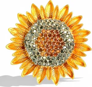 Sunflower brooch pins for women color crystal rhinestones retro handmade elegant sun flower brooches pins