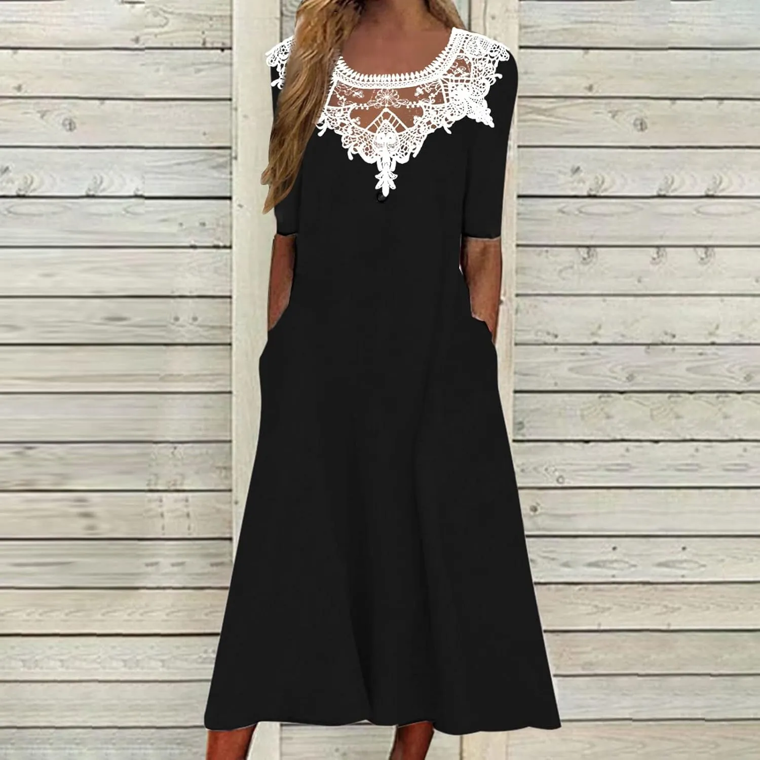 TARIENDY Summer Maxi Dresses for Women 2025 Casual Beach Vacation Dress Loose Comfy Short Sleeve Sundress with Pockets