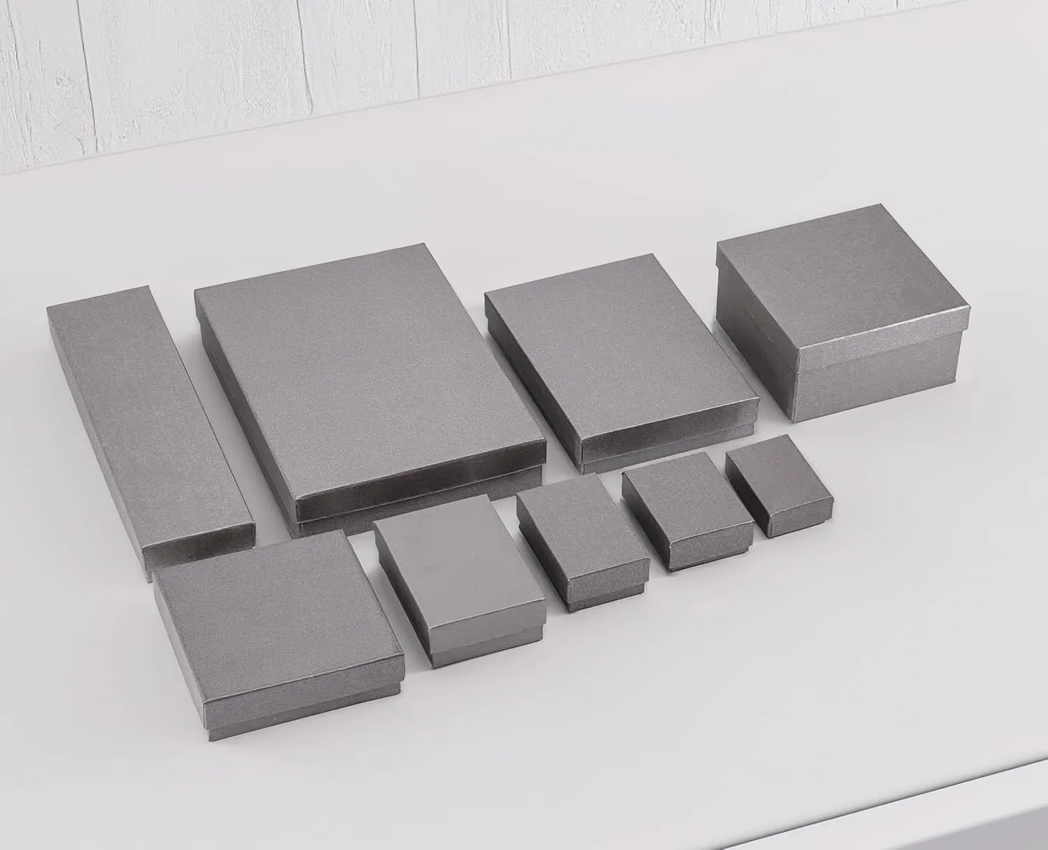 TheDisplayGuys - 100-Pack #33 Cotton Filled Cardboard Paper Jewelry Boxes Gift Case - Pearl Gray (3.5" x 3.5" x 1.0") - for Shipping or Storage