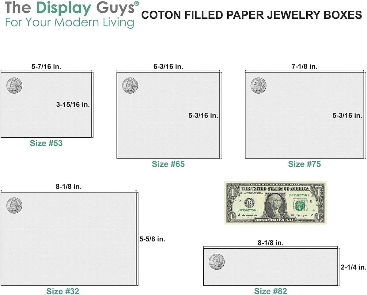 TheDisplayGuys - 100-Pack #33 Cotton Filled Cardboard Paper Jewelry Boxes Gift Case - Pearl Gray (3.5" x 3.5" x 1.0") - for Shipping or Storage
