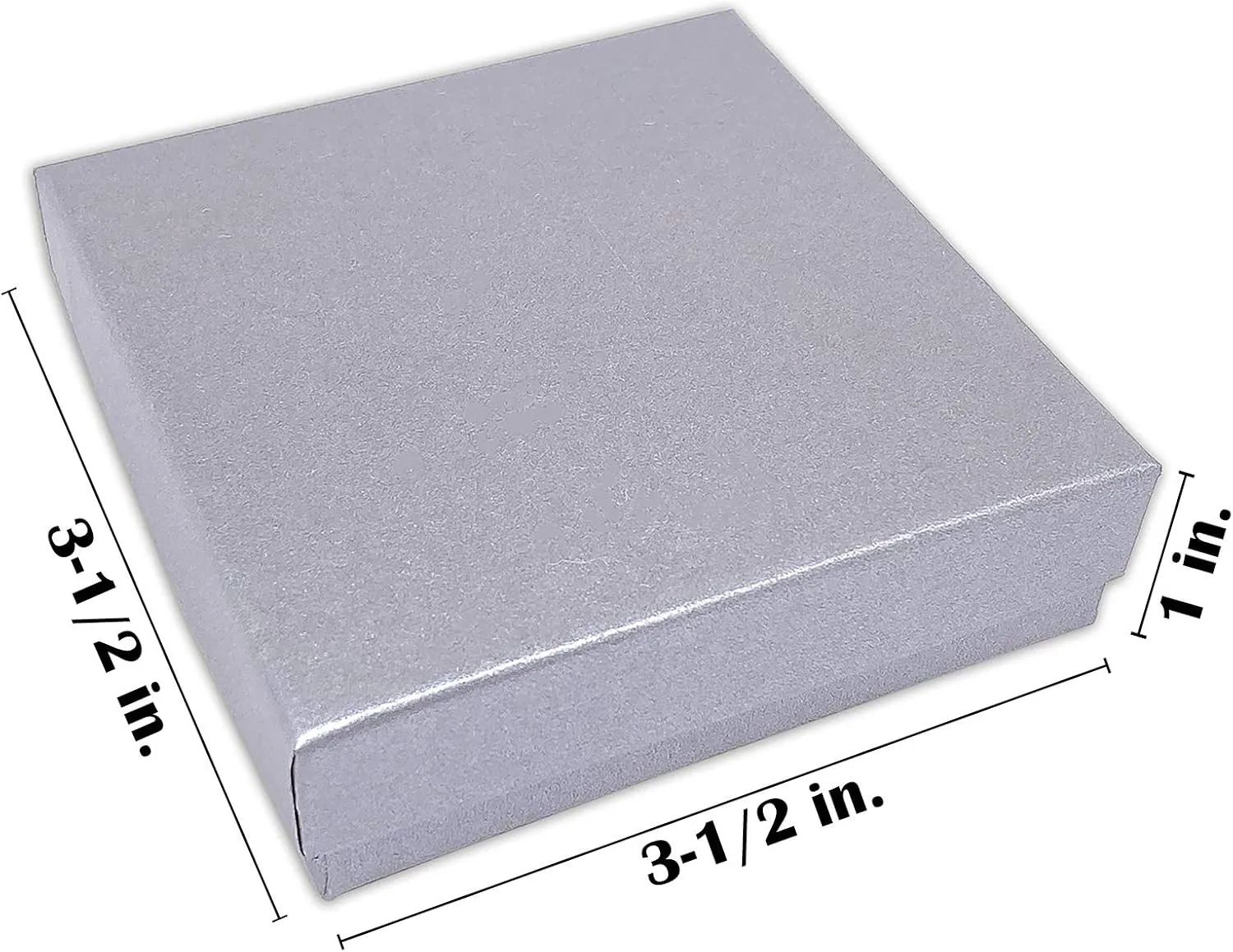 TheDisplayGuys - 100-Pack #33 Cotton Filled Cardboard Paper Jewelry Boxes Gift Case - Pearl Gray (3.5" x 3.5" x 1.0") - for Shipping or Storage