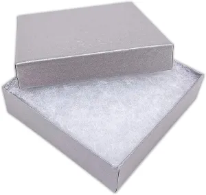 TheDisplayGuys - 100-Pack #33 Cotton Filled Cardboard Paper Jewelry Boxes Gift Case - Pearl Gray (3.5" x 3.5" x 1.0") - for Shipping or Storage