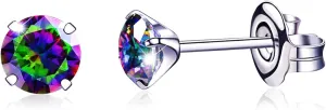 Titanium Earrings, Hypoallergenic for Sensitive Ears Brilliant Cut Simulated Diamond 5mm Cubic Zirconia Stud Earrings for Women Men