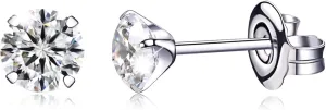 Titanium Earrings, Hypoallergenic for Sensitive Ears Brilliant Cut Simulated Diamond 5mm Cubic Zirconia Stud Earrings for Women Men