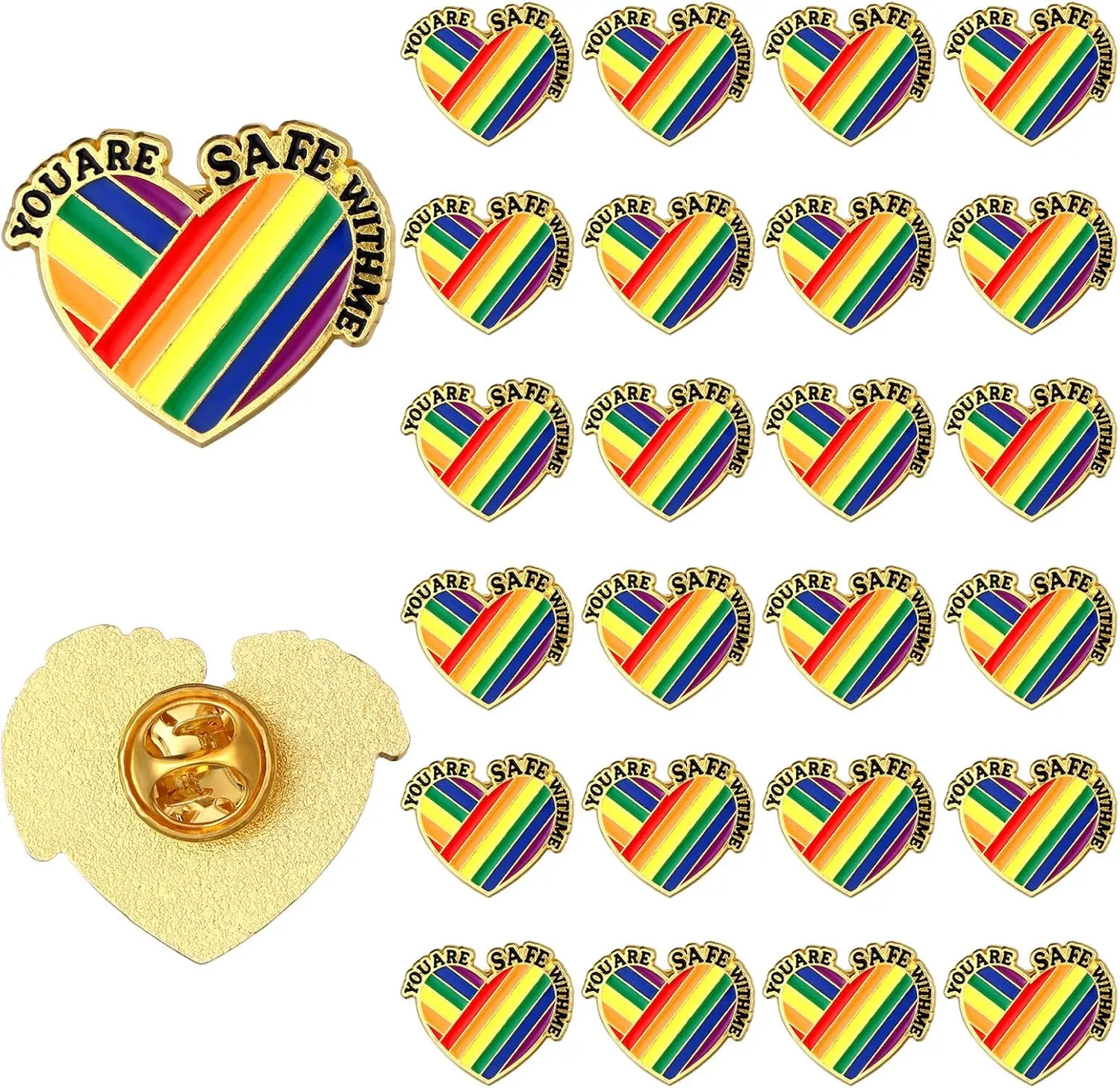 Tondiamo 24 Pcs Gay Pride Enamel Pins Bulk Rainbow Lgbt Lapel Pins Metal Pride Brooches for Clothing Bags Jacket Hats Backpack Decoration