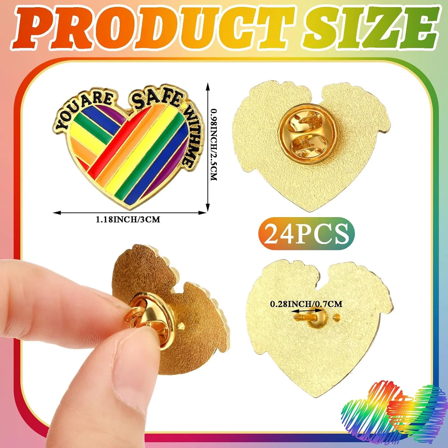 Tondiamo 24 Pcs Gay Pride Enamel Pins Bulk Rainbow Lgbt Lapel Pins Metal Pride Brooches for Clothing Bags Jacket Hats Backpack Decoration