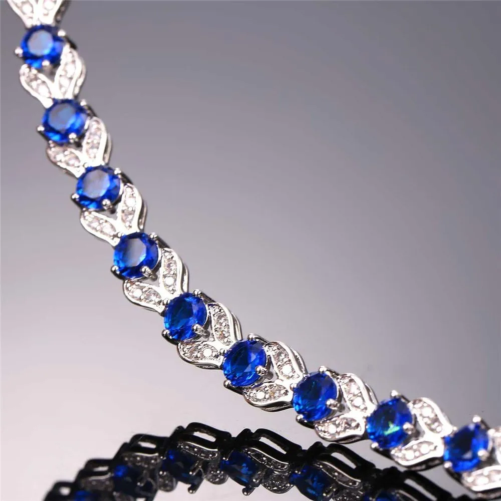 U7 Green Emerald/Blue/Red/Colorful Tennis Bracelets, 18K Gold Plated Platinum Link Chain Diamond Cut Simulated Gem Crystal Bracelet,Resizable Length 6-8 Inches,Wedding Mothers Day Gift for Women