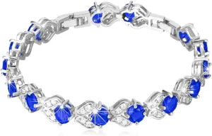 U7 Green Emerald/Blue/Red/Colorful Tennis Bracelets, 18K Gold Plated Platinum Link Chain Diamond Cut Simulated Gem Crystal Bracelet,Resizable Length 6-8 Inches,Wedding Mothers Day Gift for Women