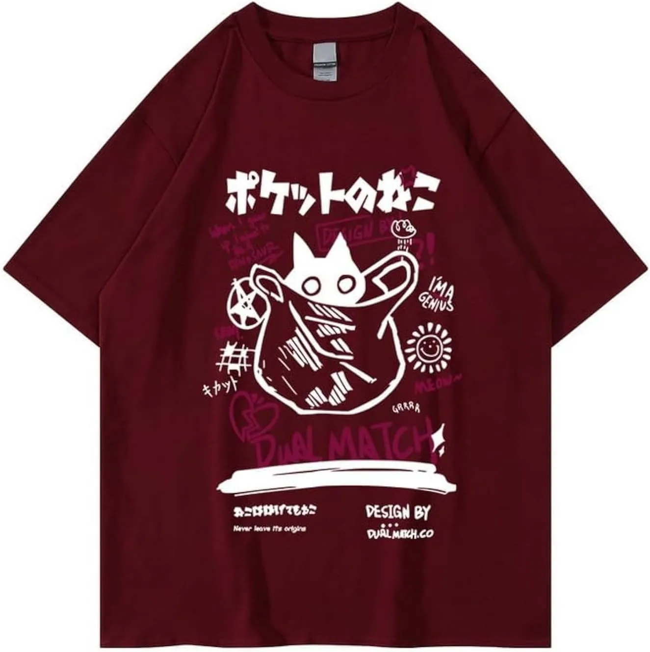 Unisex Cartoon T-Shirts Harajuku Kawaii Cat Letter Printed Short Sleeve Tees Couple Loose Clothes Y2K Tops