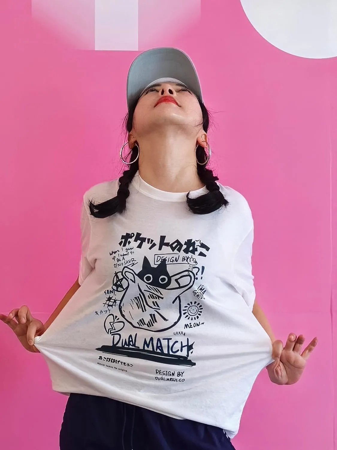 Unisex Cartoon T-Shirts Harajuku Kawaii Cat Letter Printed Short Sleeve Tees Couple Loose Clothes Y2K Tops