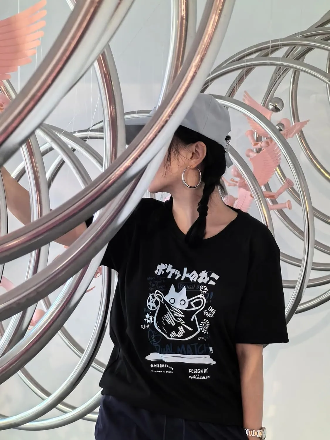 Unisex Cartoon T-Shirts Harajuku Kawaii Cat Letter Printed Short Sleeve Tees Couple Loose Clothes Y2K Tops