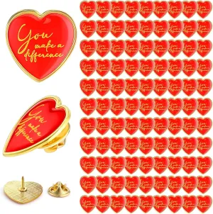 Unittype You Make a Difference Button Pins Enamel Heart Shape Graduation Motivational Lapel Pins Bulk Recognition Kawaii Heart Badges for Employee Nurse Teacher Volunteer Hats