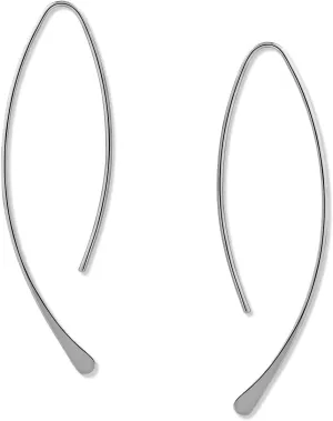 Upside Down Hoop Earrings - Hypoallergenic Lightweight Wire Needle Drop Dangle Threader Hoops for Women, Safe for Sensitive Ears - Plated in 925 Sterling Silver or 18k Gold