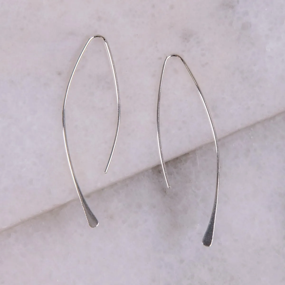 Upside Down Hoop Earrings - Hypoallergenic Lightweight Wire Needle Drop Dangle Threader Hoops for Women, Safe for Sensitive Ears - Plated in 925 Sterling Silver or 18k Gold