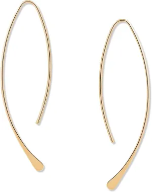Upside Down Hoop Earrings - Hypoallergenic Lightweight Wire Needle Drop Dangle Threader Hoops for Women, Safe for Sensitive Ears - Plated in 925 Sterling Silver or 18k Gold