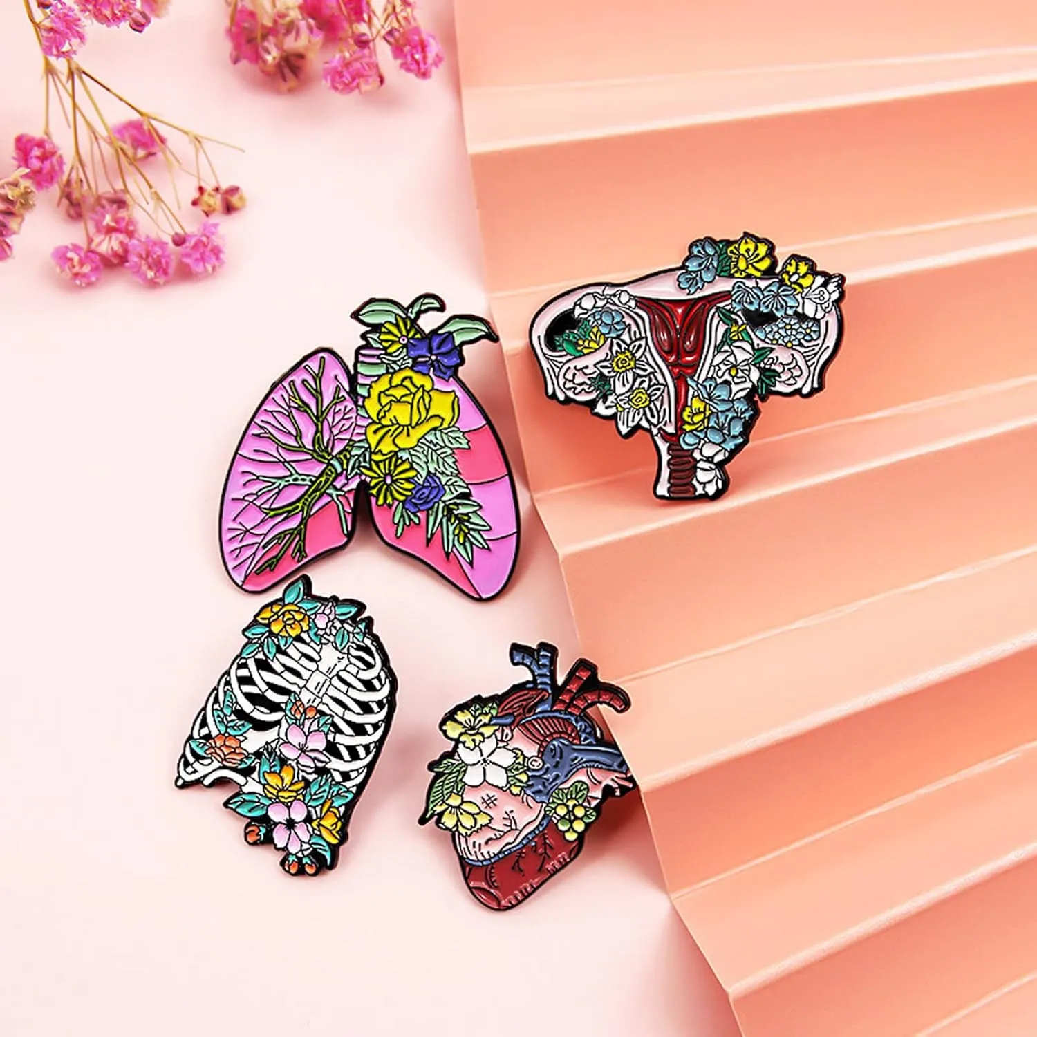 Uterus Brooch Pins Medical Ovaries Brooch Badge Lapel Pin Nurse Enamel Pins Uterine Medicine Brooches Gifts for Medical Doctor Nurse Women Graduation Student