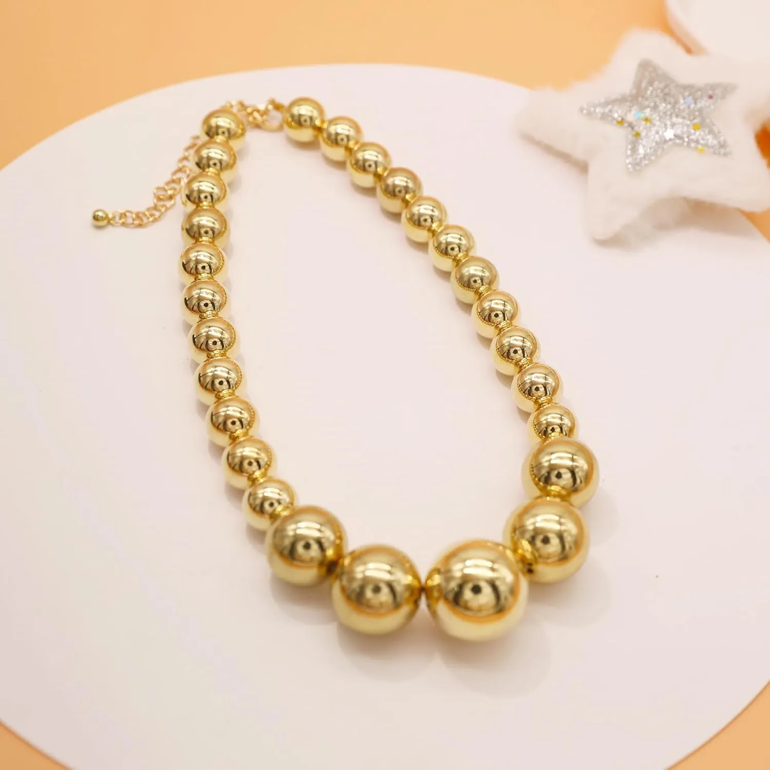 Utop Big Pearl Choker Necklace for Women Faux Pearl Beads Strand Necklace Earrings Set 1920s Pearl Costume Jewelry