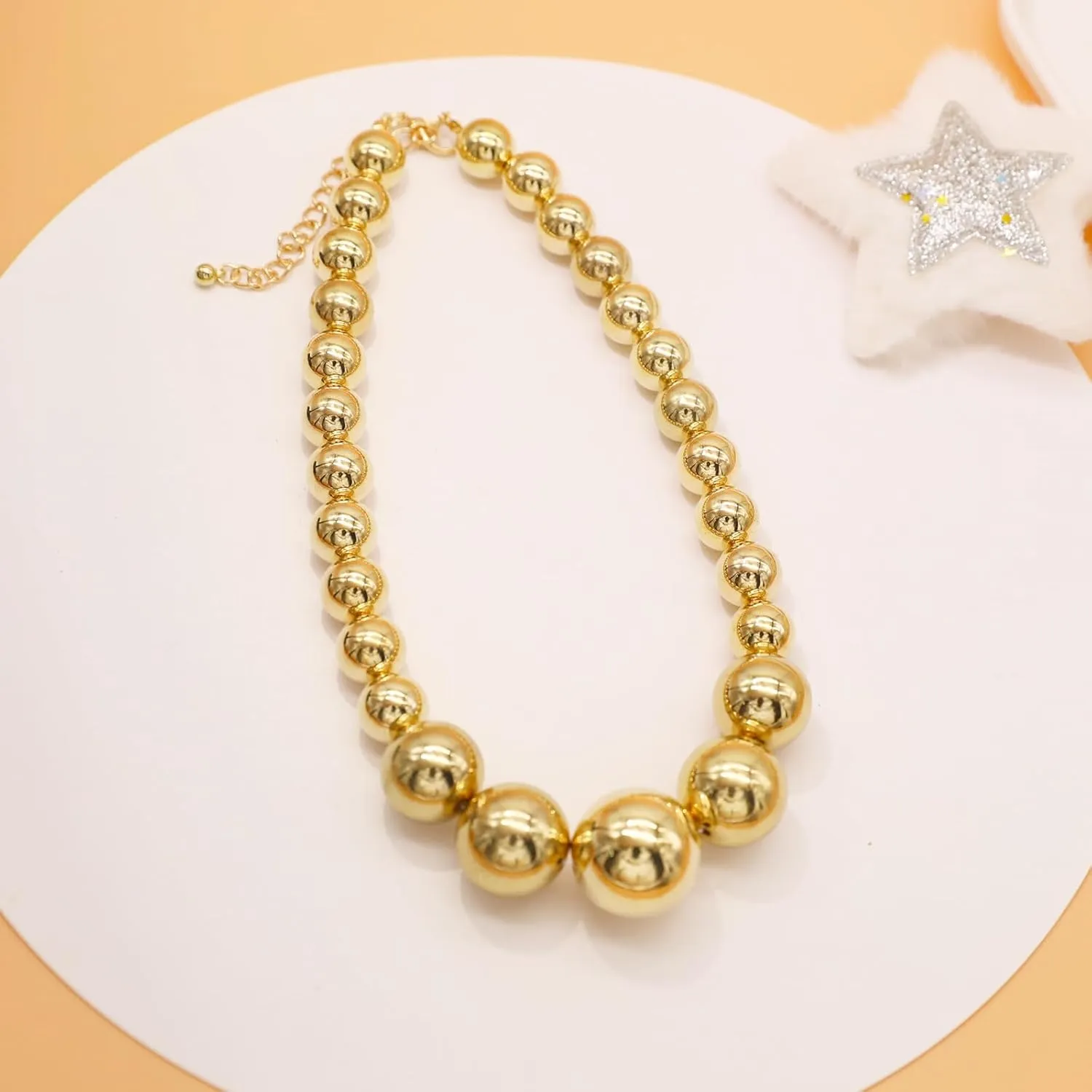 Utop Big Pearl Choker Necklace for Women Faux Pearl Beads Strand Necklace Earrings Set 1920s Pearl Costume Jewelry