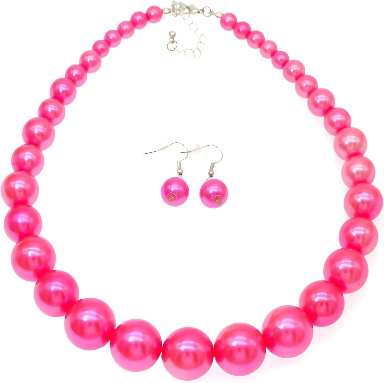 Utop Big Pearl Choker Necklace for Women Faux Pearl Beads Strand Necklace Earrings Set 1920s Pearl Costume Jewelry