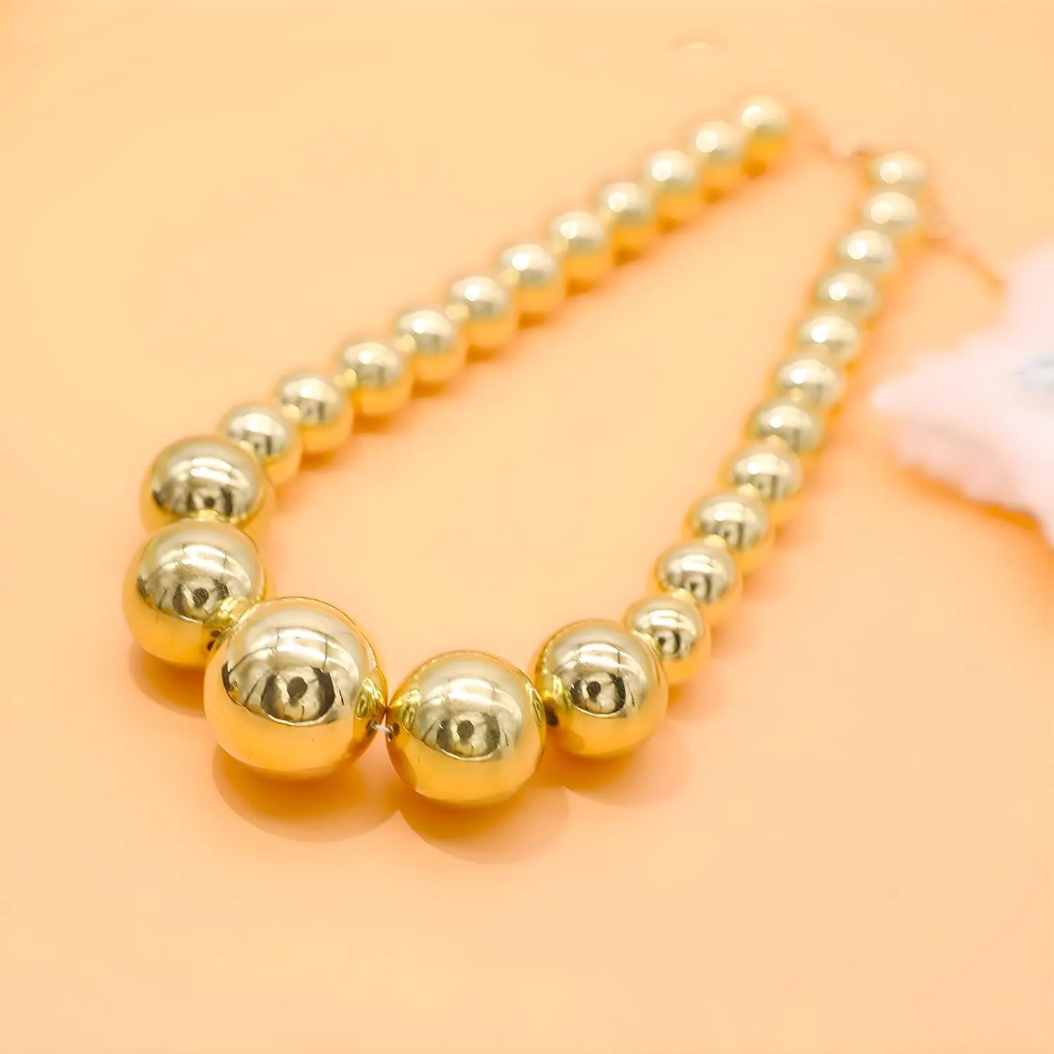 Utop Big Pearl Choker Necklace for Women Faux Pearl Beads Strand Necklace Earrings Set 1920s Pearl Costume Jewelry