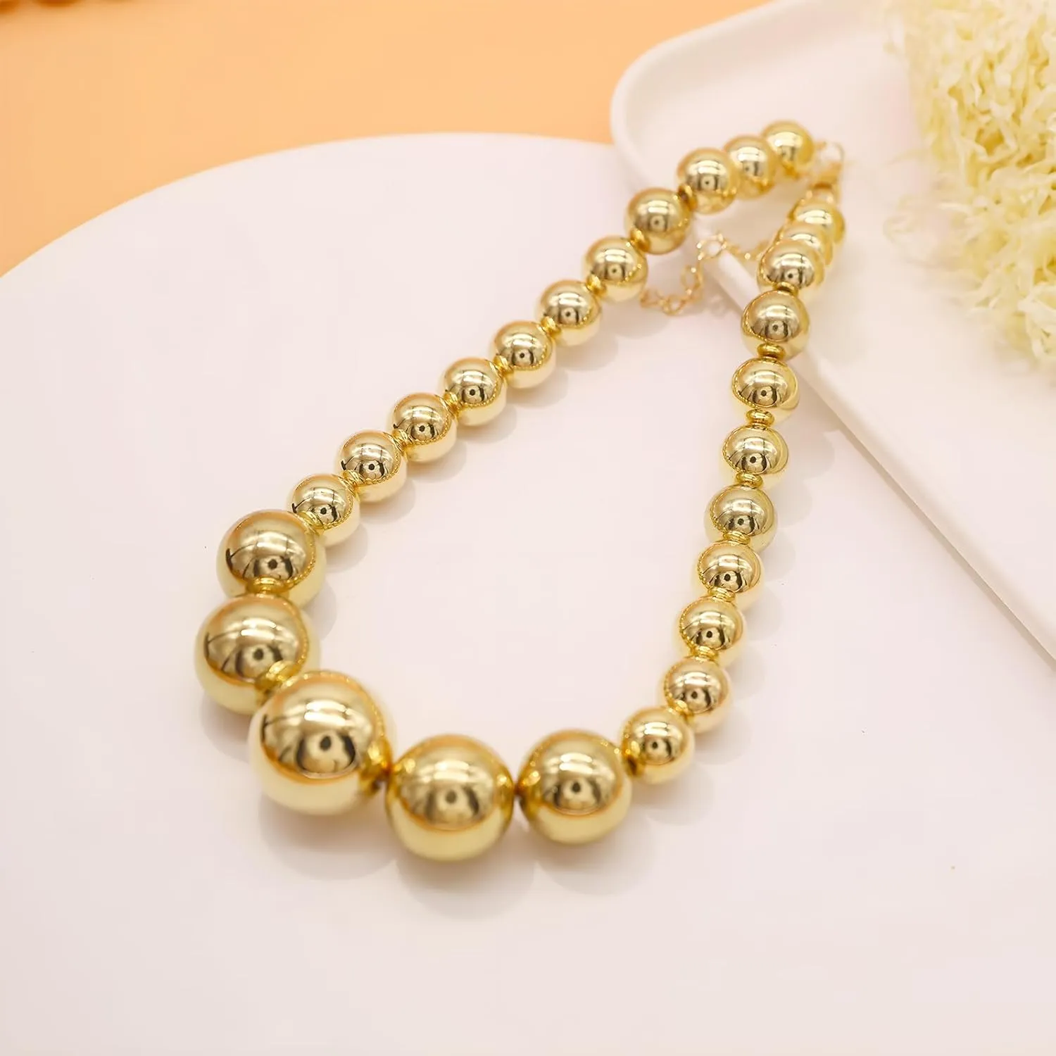Utop Big Pearl Choker Necklace for Women Faux Pearl Beads Strand Necklace Earrings Set 1920s Pearl Costume Jewelry