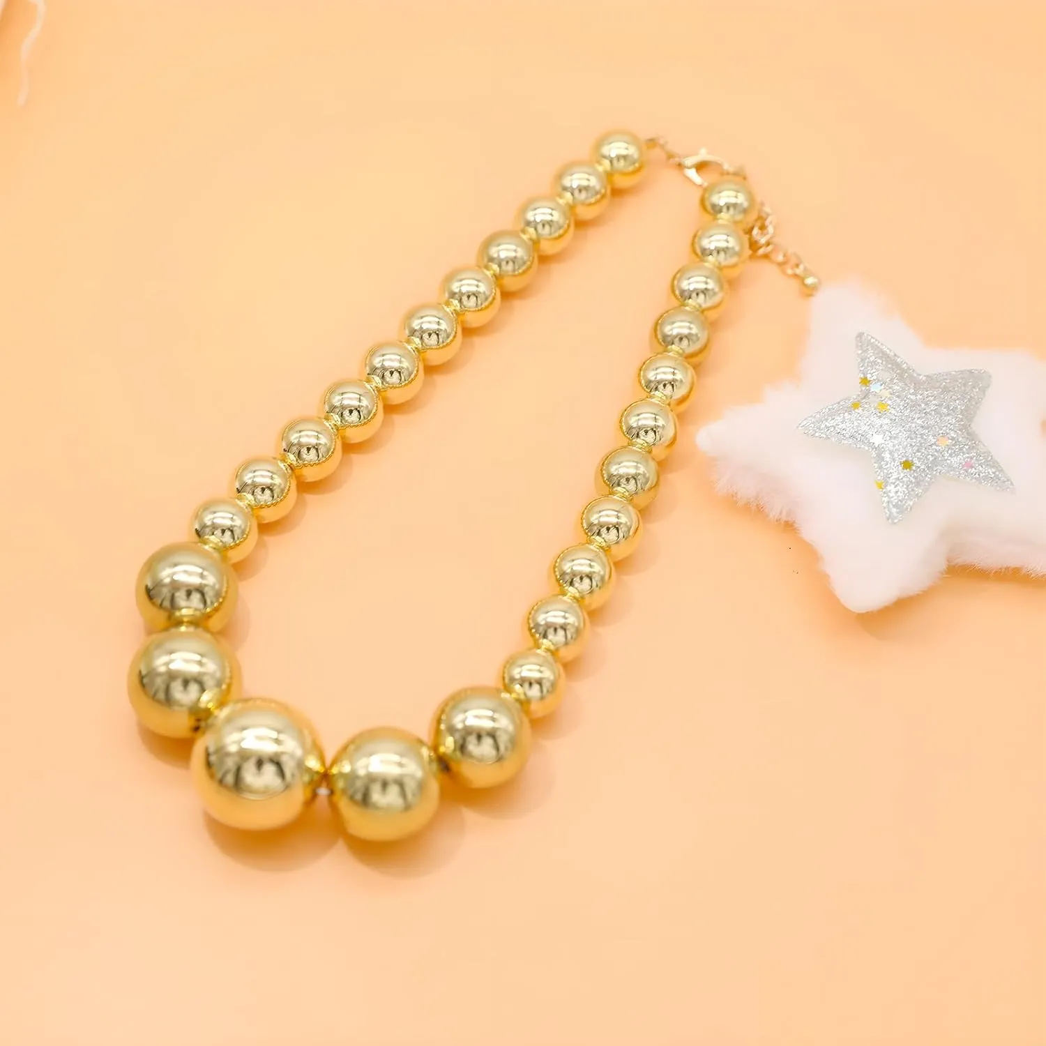 Utop Big Pearl Choker Necklace for Women Faux Pearl Beads Strand Necklace Earrings Set 1920s Pearl Costume Jewelry
