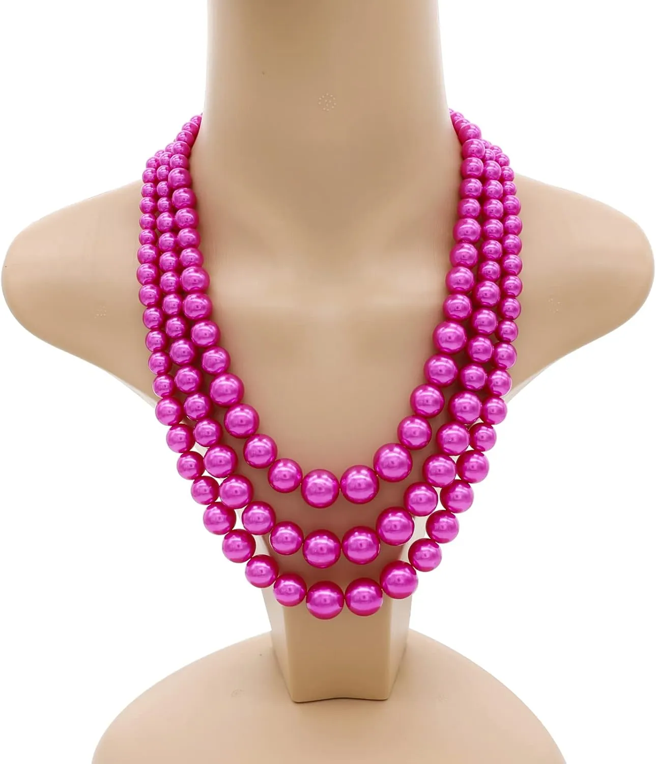 Utop Faux Big Pearl Necklace for Women - Multi Strand 3 Layers Necklace and Earrings Set - 1920s Costume Jewelry