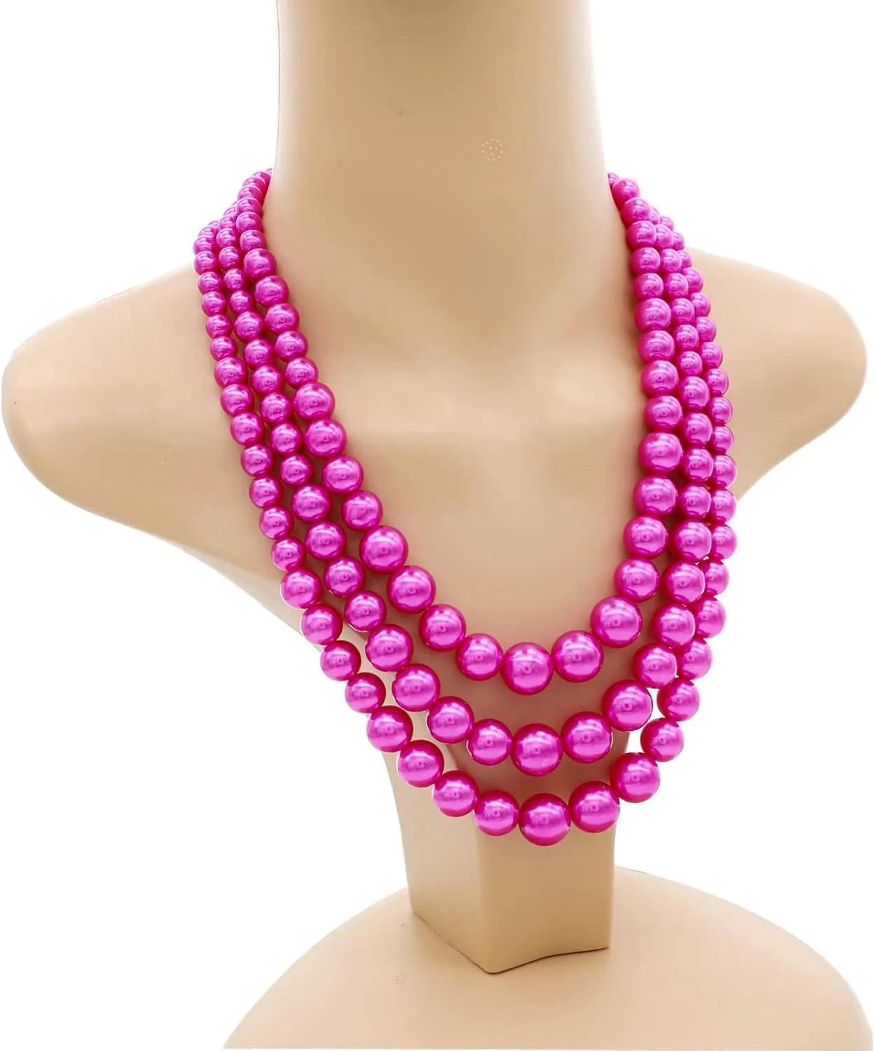 Utop Faux Big Pearl Necklace for Women - Multi Strand 3 Layers Necklace and Earrings Set - 1920s Costume Jewelry