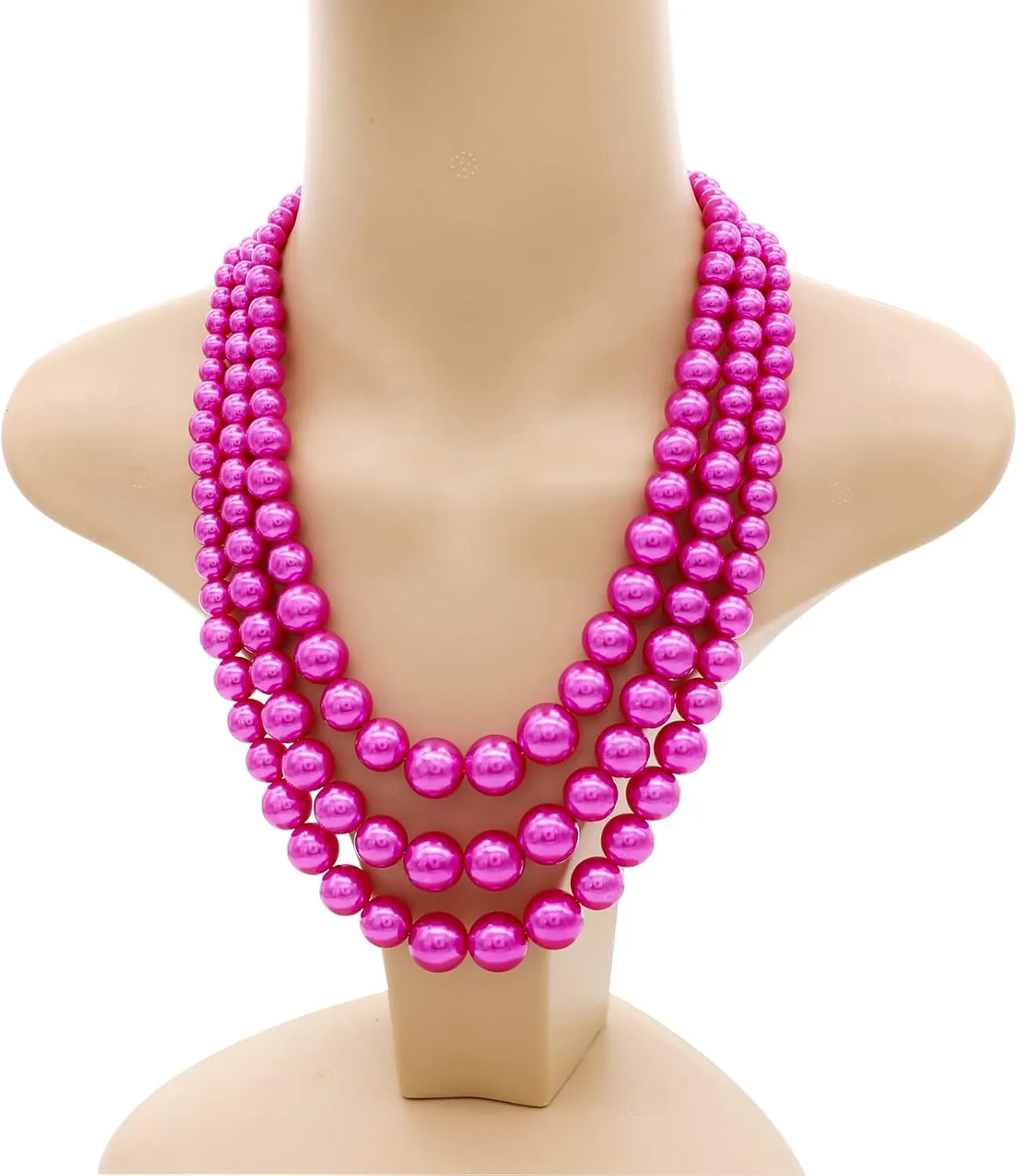 Utop Faux Big Pearl Necklace for Women - Multi Strand 3 Layers Necklace and Earrings Set - 1920s Costume Jewelry