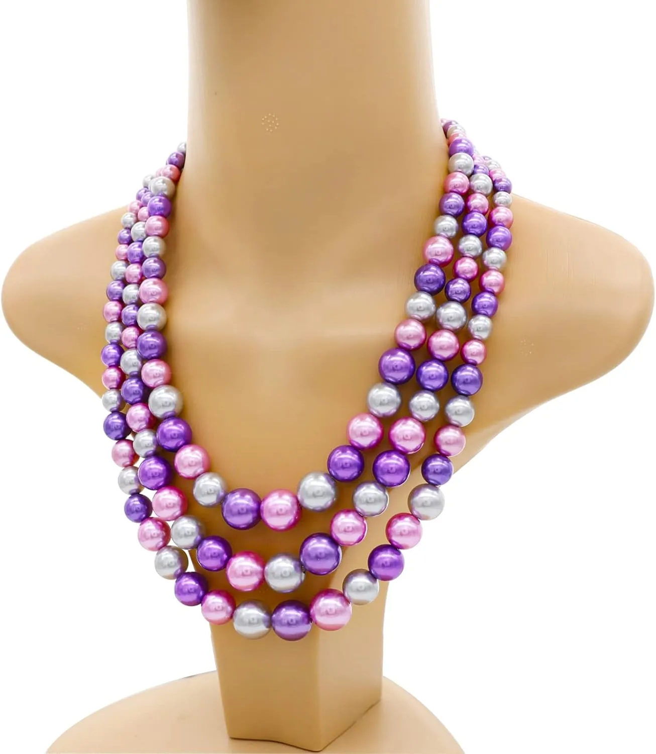 Utop Faux Big Pearl Necklace for Women - Multi Strand 3 Layers Necklace and Earrings Set - 1920s Costume Jewelry