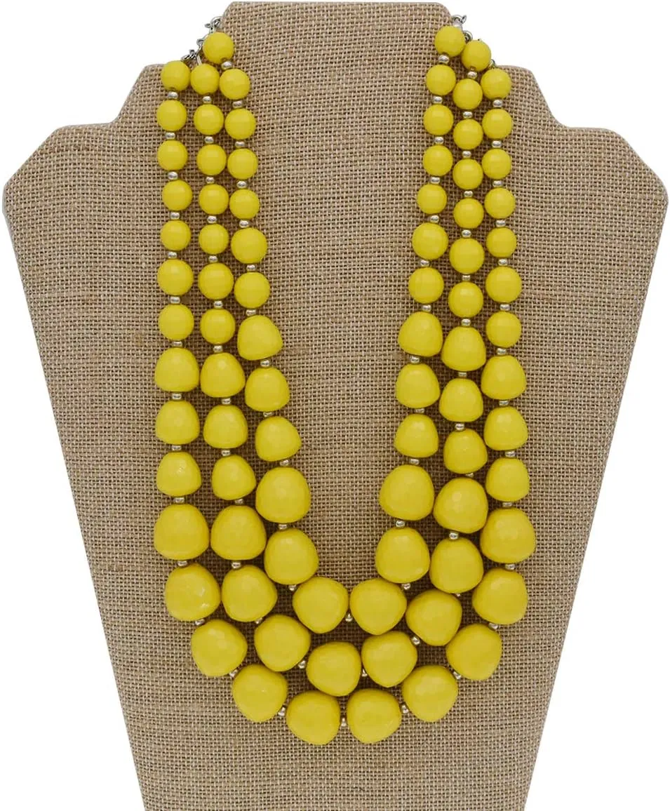 Utop Faux Big Pearl Necklace for Women - Multi Strand 3 Layers Necklace and Earrings Set - 1920s Costume Jewelry