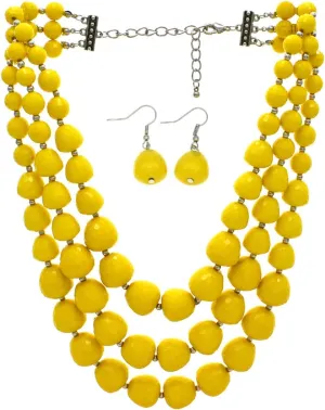 Utop Faux Big Pearl Necklace for Women - Multi Strand 3 Layers Necklace and Earrings Set - 1920s Costume Jewelry