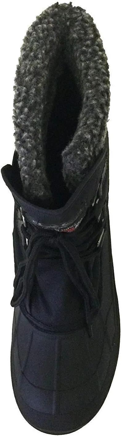 V-24S Climate X Men's Winter Boots Cold Weather Waterproof Nylon Thermolite Insulated Hiking Warm Snow Shoes, Black