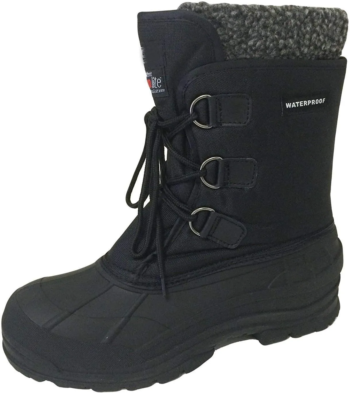 V-24S Climate X Men's Winter Boots Cold Weather Waterproof Nylon Thermolite Insulated Hiking Warm Snow Shoes, Black