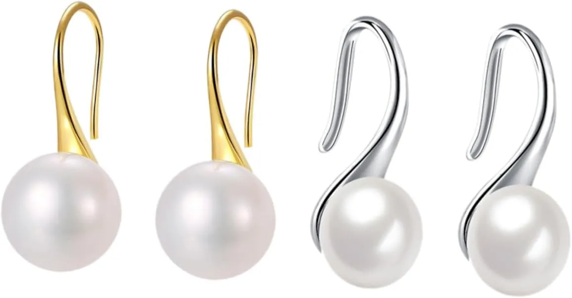 VALICLUD Minimalist Pearl Hoops Earrings Set Fashion Pearl Earrings for Women for Outfit