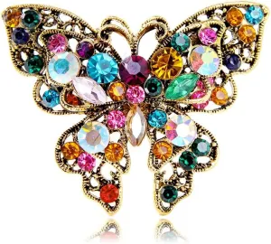Vintage Butterfly Lapel Brooch Pin Colorful Rhinestone Pin Clip Sweater Scarves Shawl Dress Jackets Suit Corsage Decoration Brooches Pins Delicate Jewelry Gifts for Women Girls