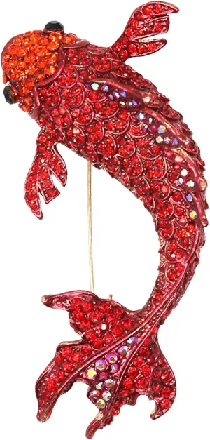 Vintage Colorful Enamel Crystal Pearl Fish Brooch Pin Elegant Cute Rhinestone Animal Statement Brooches Fashion Jewelry Accessories for Men Women Girl Gift