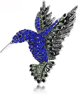 Vintage Rhinestone Hummingbird Brooch Pin for Women Girls Birthstone Animal Bird Brooches Lapel Pins Christmas Birthday Anniversary Ornament Dress Accessories Delicacy Jewelry Gift