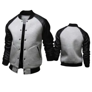 Vintage Varsity Jacket with Large Pockets and Leather Sleeves (4 colors)