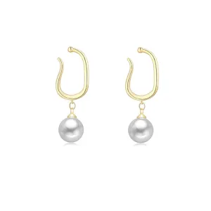 W WEILIRIAN Vintage Pearl Earrings for Women Bohemian Pearl earrings Simple Square Pearl Stud Earrings Gold Pearl Square Earrings Pearl Bride Earrings No Piercing Earrings Jewelry for Girls Gifts