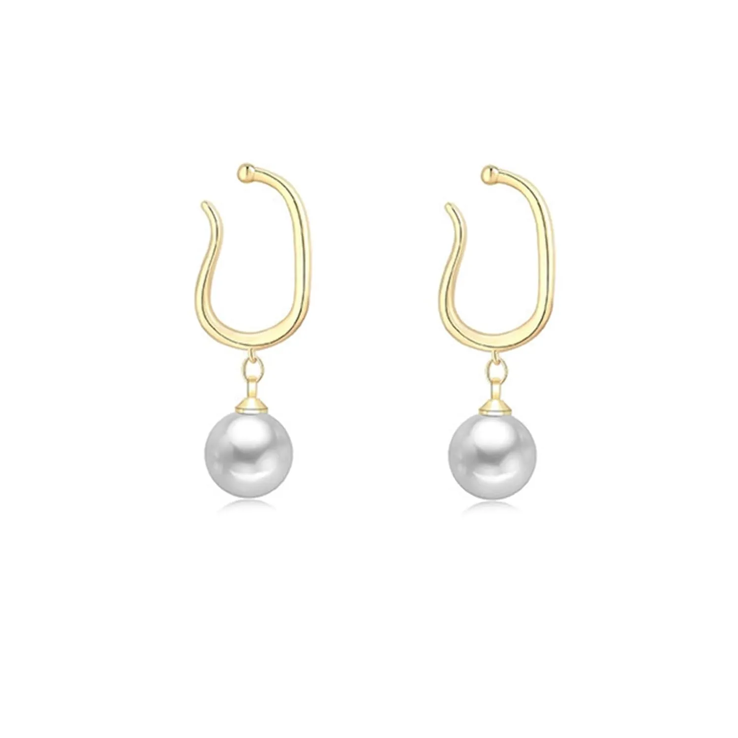 W WEILIRIAN Vintage Pearl Earrings for Women Bohemian Pearl earrings Simple Square Pearl Stud Earrings Gold Pearl Square Earrings Pearl Bride Earrings No Piercing Earrings Jewelry for Girls Gifts