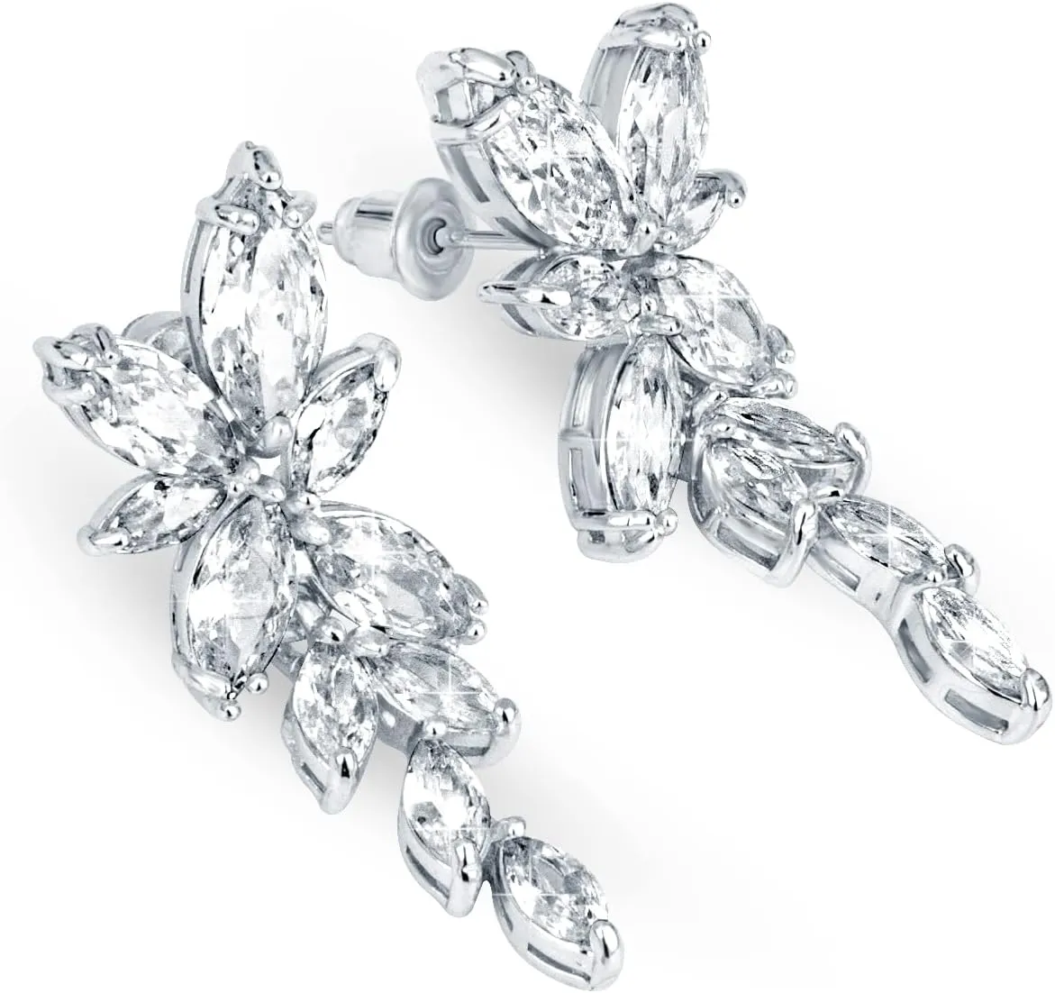 Wedding Earrings Elegant Dangle Drop CZ Marquise Cubic Zirconia AAAAA 18K Gold Plated Rhinestone Luxurious for Brides Bridal Wedding Women Precious Crystal