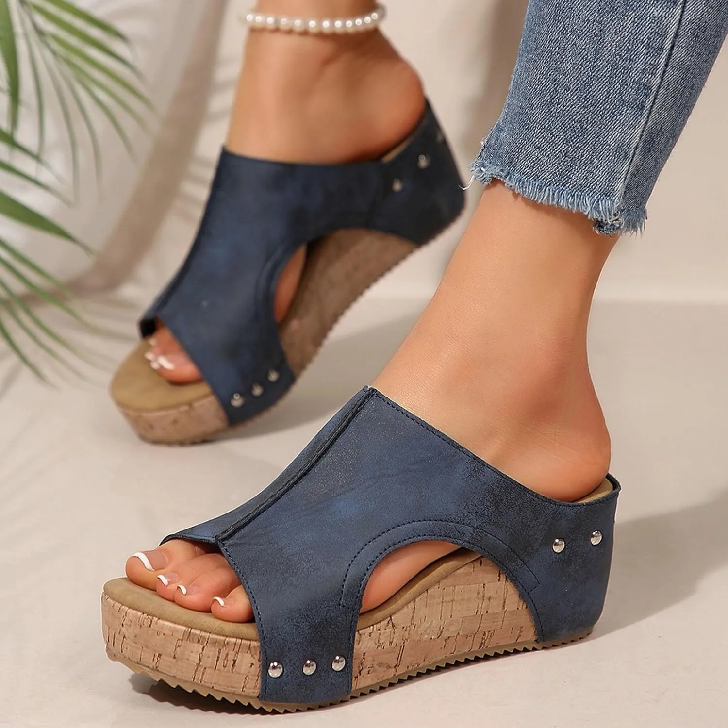 Wedge Sandals for Women Summer Beach Platform Sandals Casual Platform Slides Sandals Open Toe Dressy Wedges Shoes