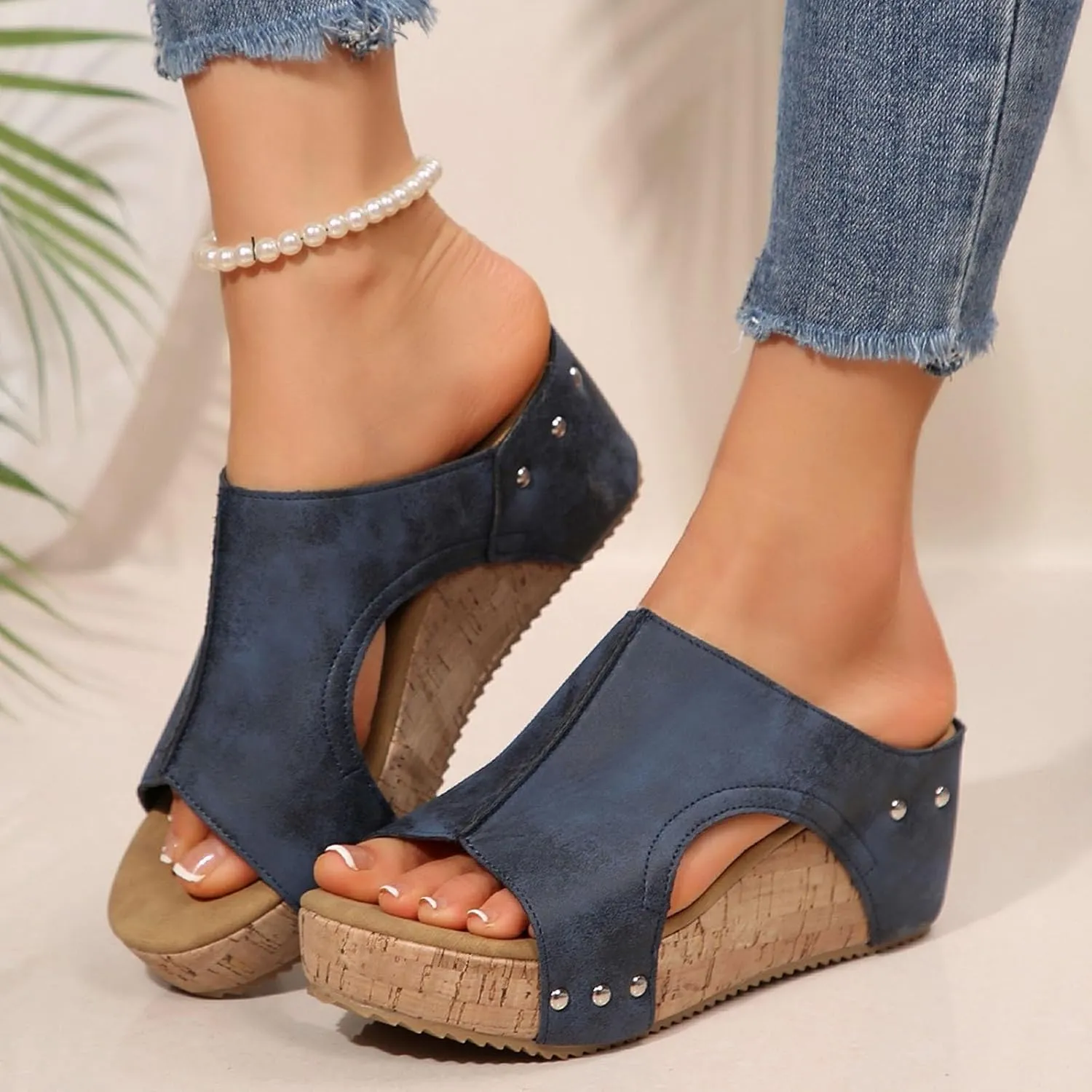 Wedge Sandals for Women Summer Beach Platform Sandals Casual Platform Slides Sandals Open Toe Dressy Wedges Shoes