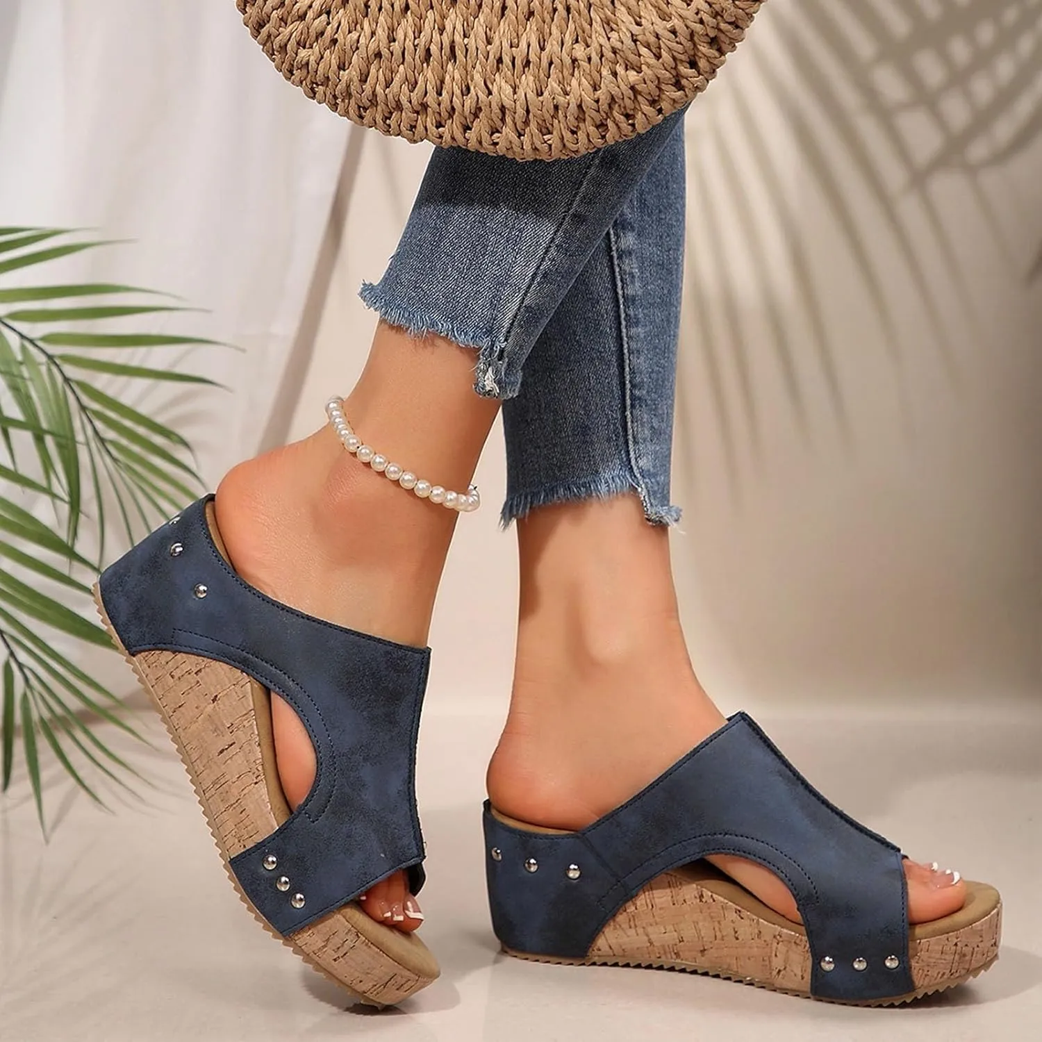 Wedge Sandals for Women Summer Beach Platform Sandals Casual Platform Slides Sandals Open Toe Dressy Wedges Shoes