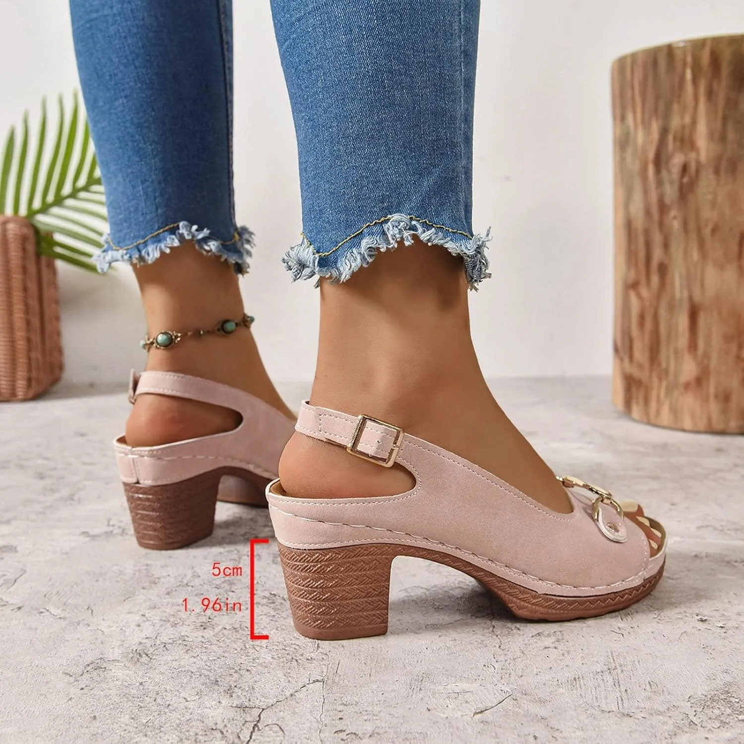Wedge Sandals Women Peep Toe Hollow Out Slingback Platform Sandals Comfortable Ankle Strap Open Toe Low Heel Shoes Summer Dressy Vacation Beach Shoes
