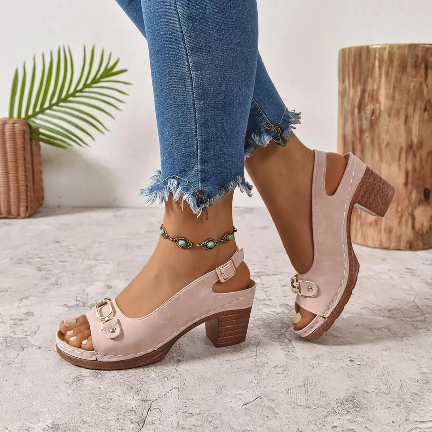 Wedge Sandals Women Peep Toe Hollow Out Slingback Platform Sandals Comfortable Ankle Strap Open Toe Low Heel Shoes Summer Dressy Vacation Beach Shoes