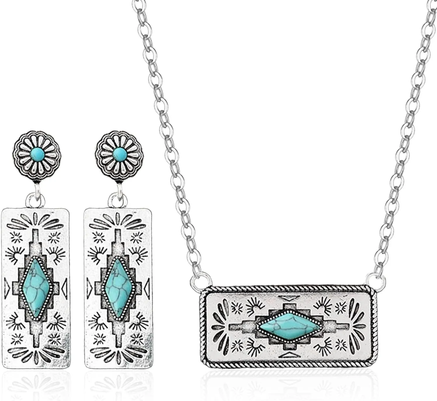 Western Jewelry Set for Women with Turquoise Earrings Country Concert Outfit Accessories Boho Dresses 2025